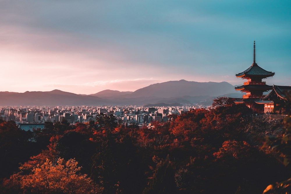 Kiyomizu-dera above Kyoto at dusk